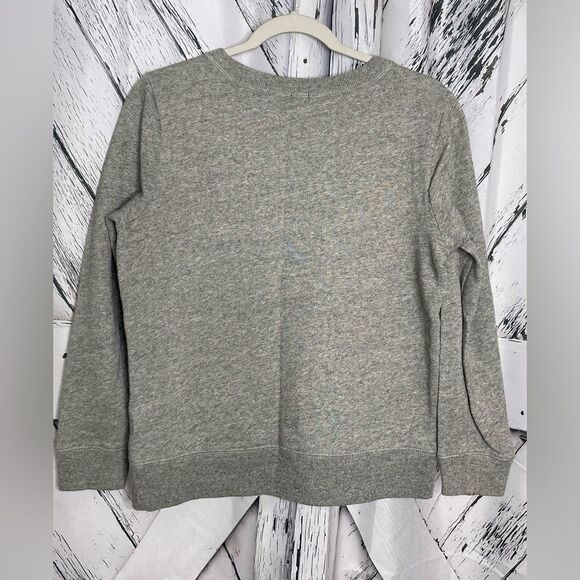 J Crew Gray Sweatshirt Green Brocade Wool Blend Crew S - Picture 4 of 6